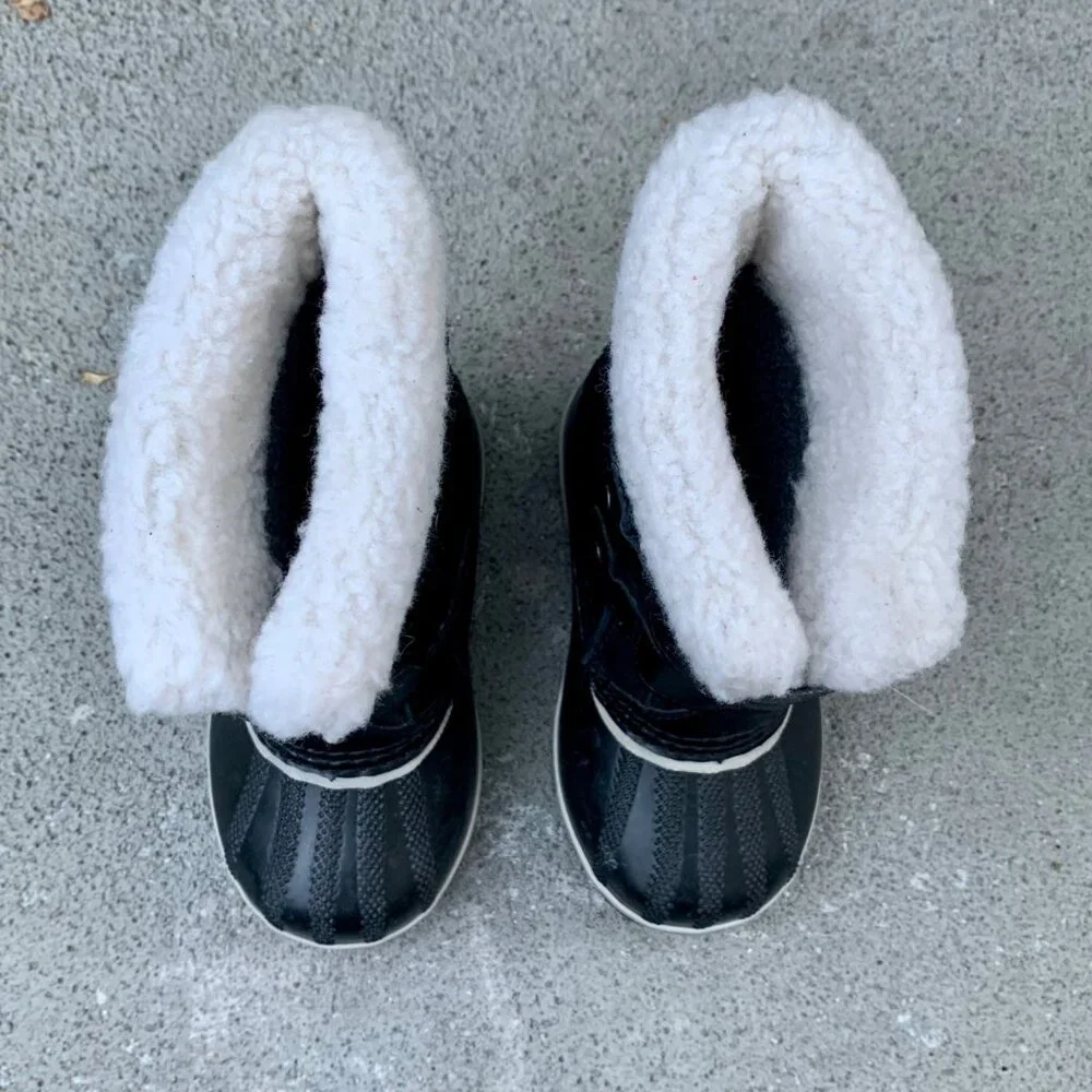 SOREL 1964 Pac Snow Boots Kids 10 27 Faux Fur Black Waterproof Winter Boot Suede - Picture 13 of 14